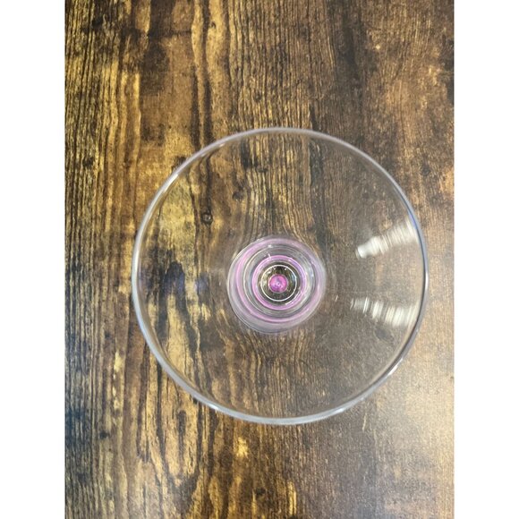 Hand Blown Glass Cordial/Martini Glass With Pink Bubble Detail - Picture 5 of 10